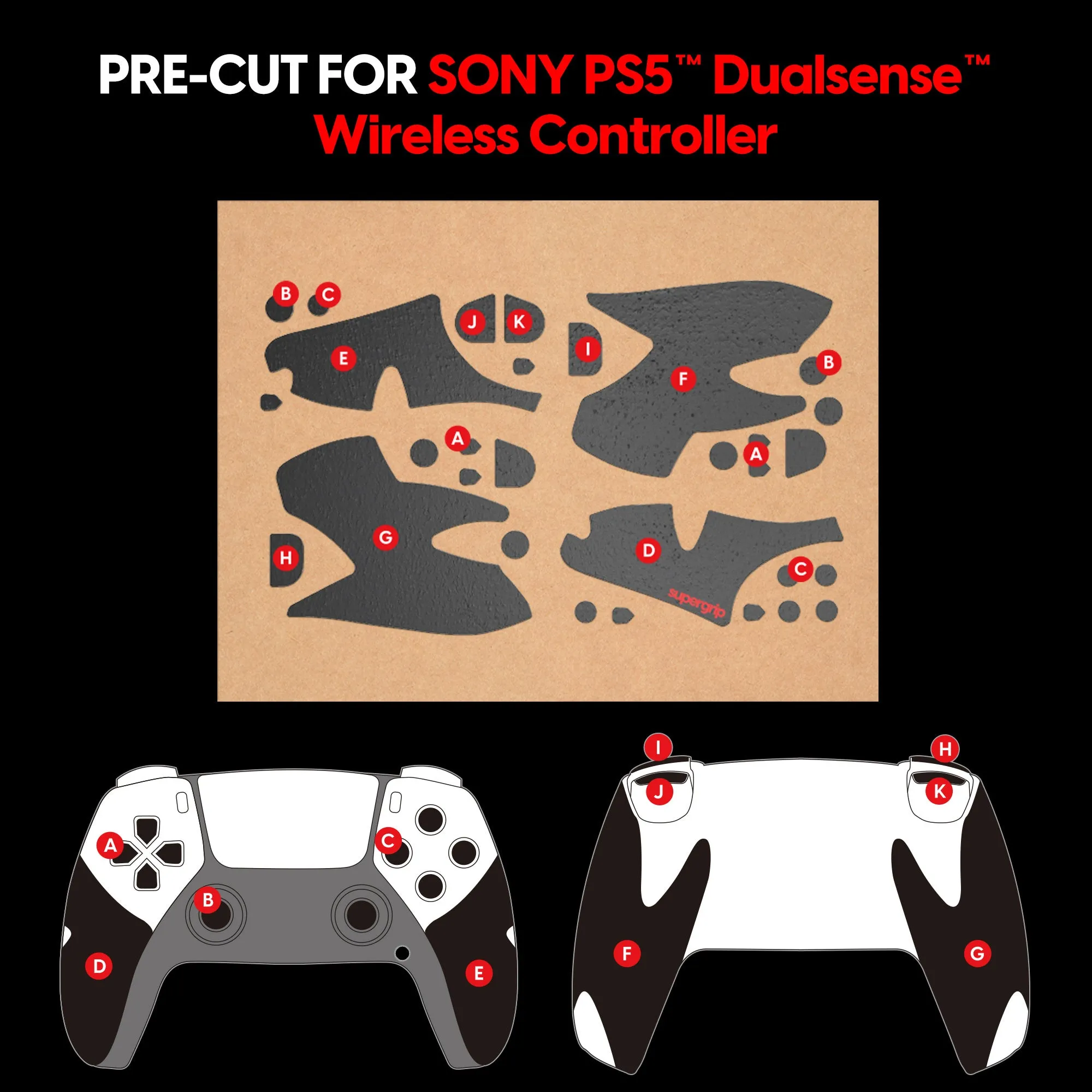 Pulsar Supergrip Grip Tape for PlayStation PS5 DualSense Controller