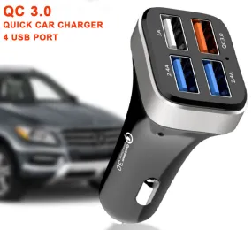 QC 3.0 4 xUSB Port Car Charger 12-24V Rapid Charging For Smart Phone Tablet - #KC-4U04