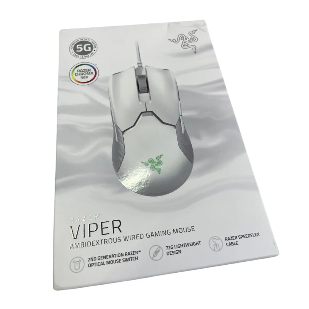 Razer Viper Ultralight Ambidextrous Wired Gaming Mouse: 2nd Generation Optical Mouse Switches 5G Optical Sensor - 71g Lightweight Design - Speedflex Cable - Mercury White