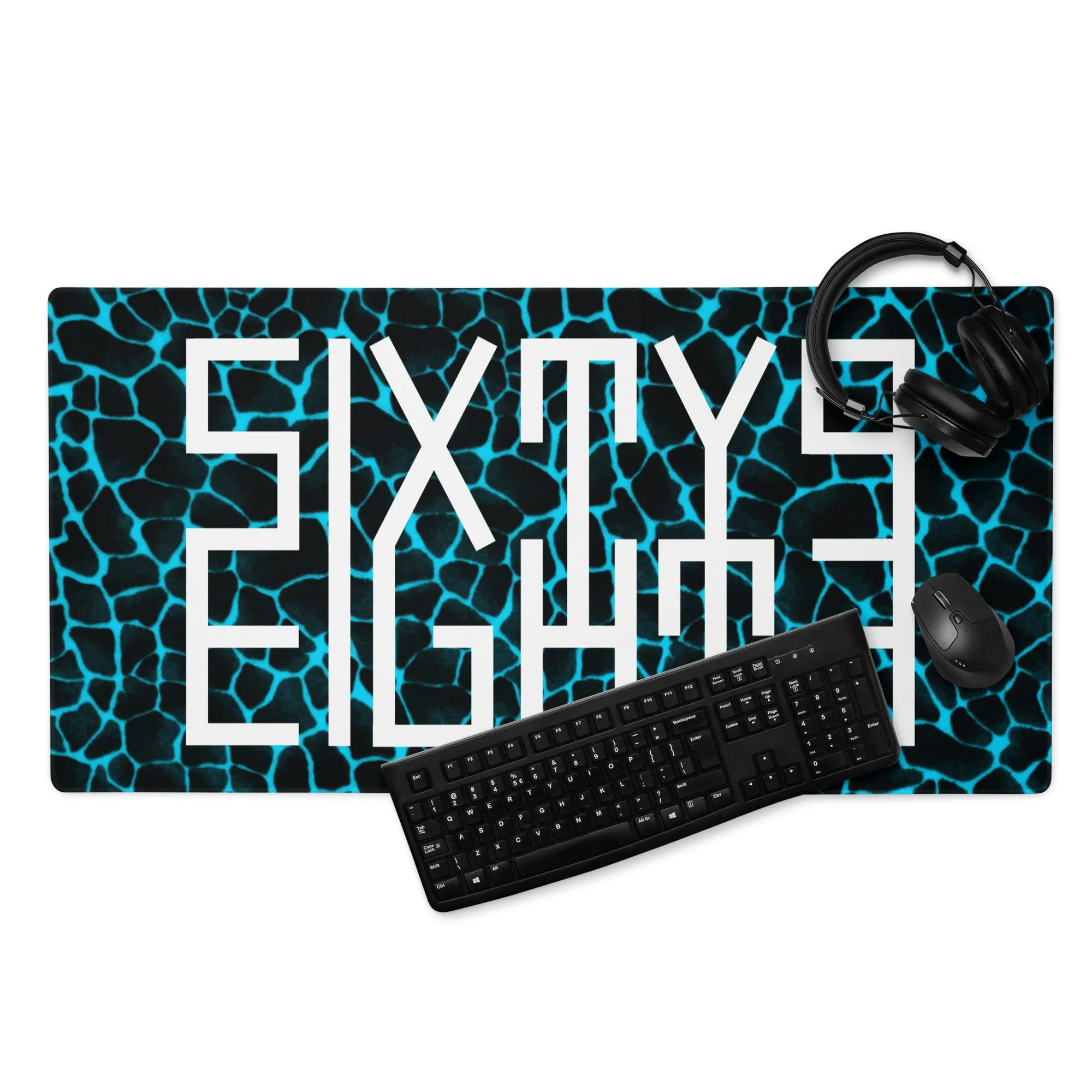 Sixty Eight 93 Logo White Boa Aqua Blue Gaming Mouse Pad