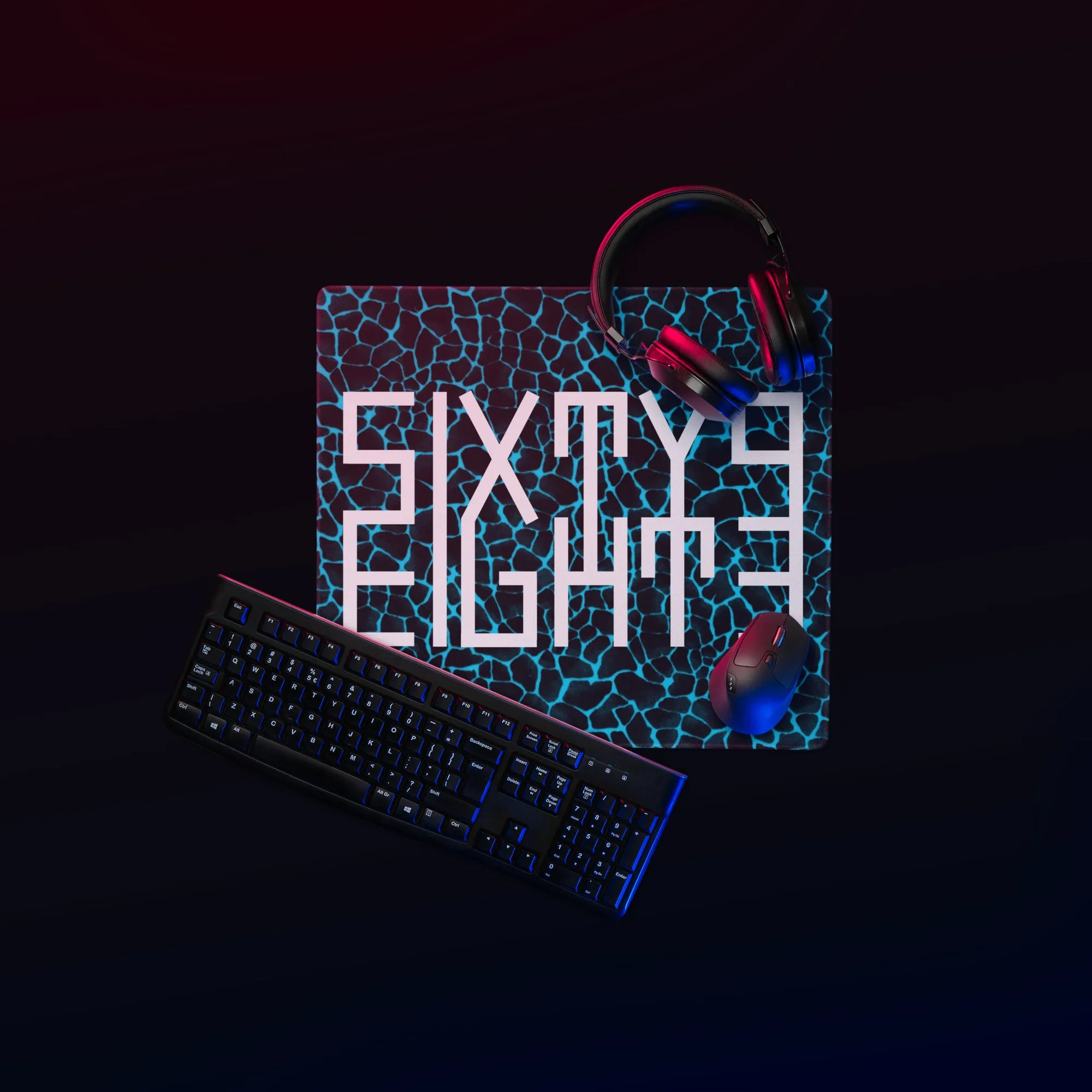 Sixty Eight 93 Logo White Boa Aqua Blue Gaming Mouse Pad