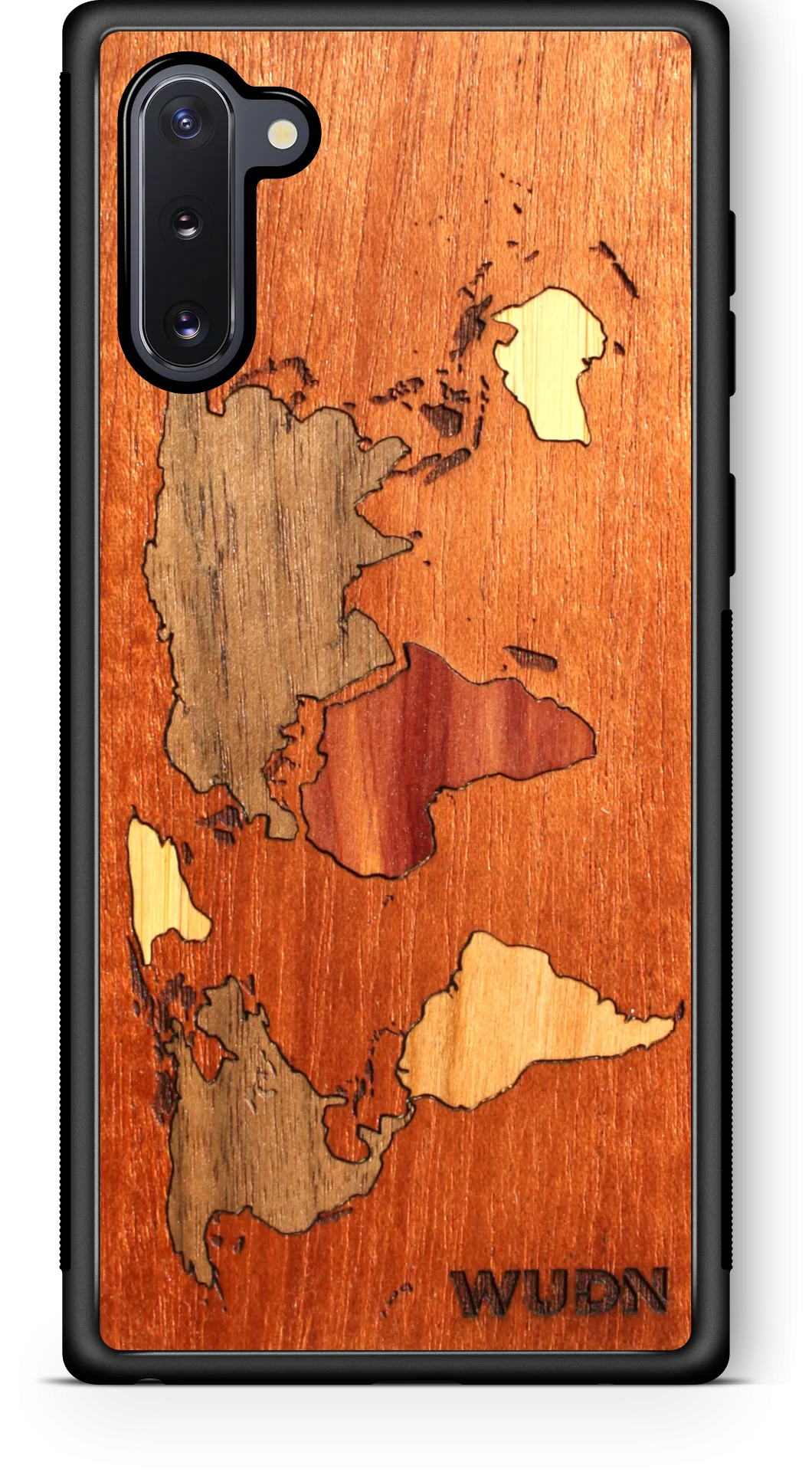 Slim Wooden Phone Case (Mahogany Inlay) | World Map Traveler