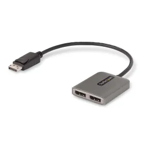 Startech.Com 2-Port Displayport Mst Hub, Dual 4K 60Hz, Dp To 2X Displayport Monitor Adapter, Dp 1.4 Multi-Monitor Video