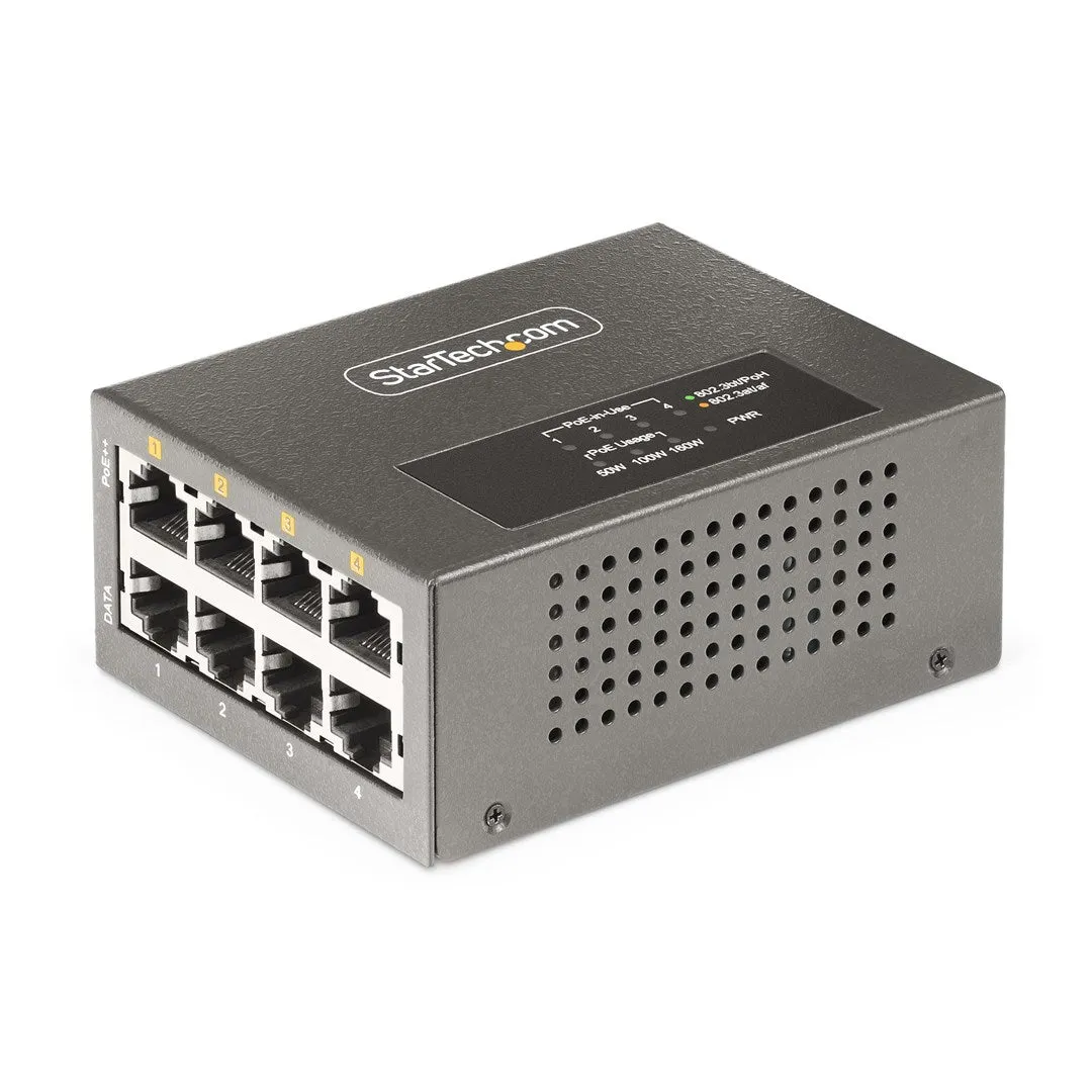 Startech.Com 4-Port Multi-Gigabit Poe   Injector, 5/2.5/1G Ethernet (Nbase-T), Poe/Poe /Poe   (802.3Af/802.3At/802.3Bt),