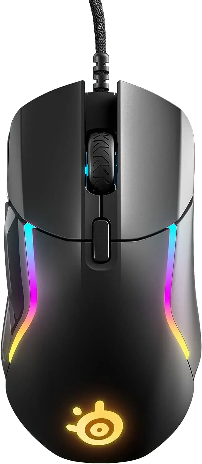 SteelSeries Rival 5 Gaming Mouse, 18,000 CPI Sensor, 9 Programmable Buttons, 85g, FPS, MOBA, MMO, Battle Royale, Black