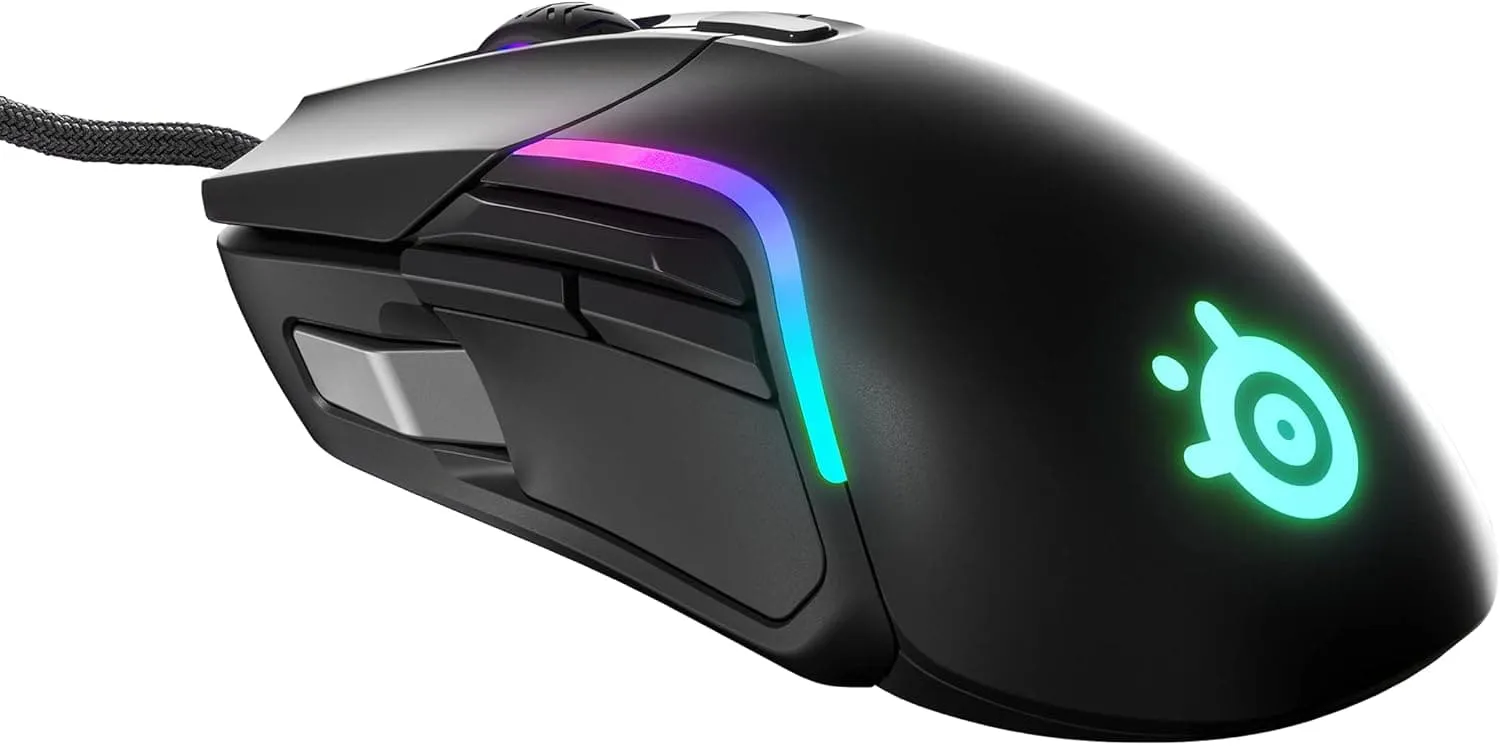 SteelSeries Rival 5 Gaming Mouse, 18,000 CPI Sensor, 9 Programmable Buttons, 85g, FPS, MOBA, MMO, Battle Royale, Black