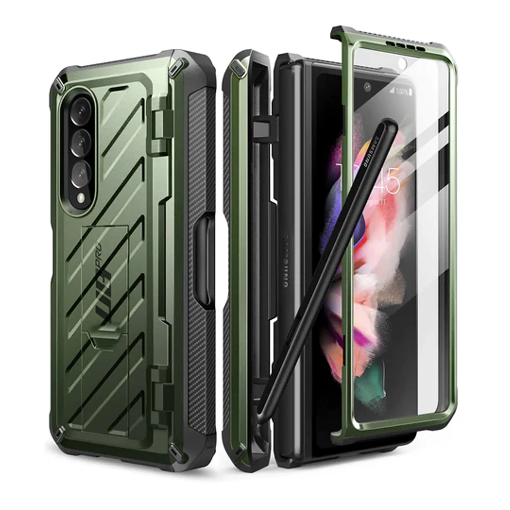 Supcase Unicorn Beetle Pro Rugged Case for Samsung Galaxy Z Fold 4 with Built-in Screen Protector - Dark Green