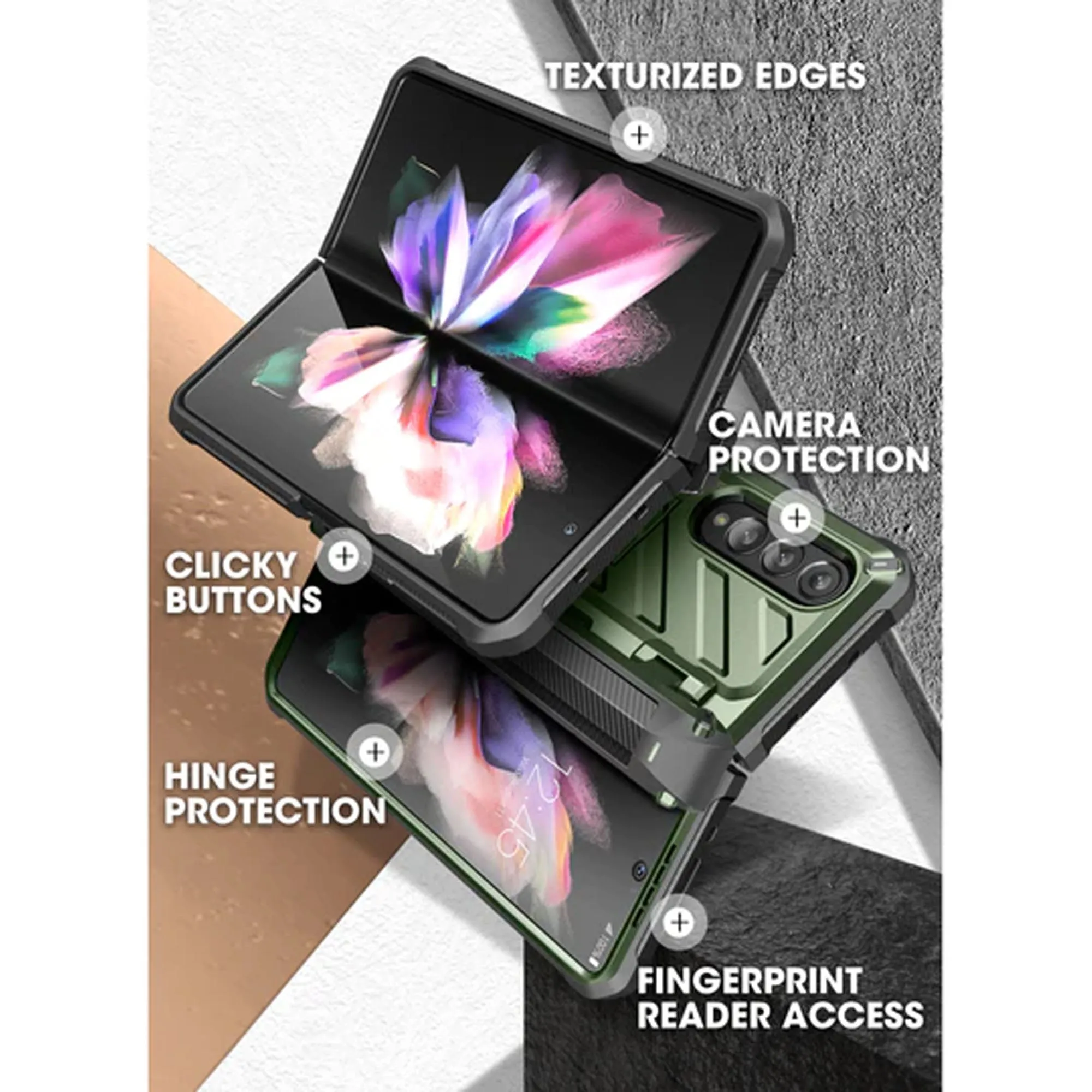 Supcase Unicorn Beetle Pro Rugged Case for Samsung Galaxy Z Fold 4 with Built-in Screen Protector - Dark Green