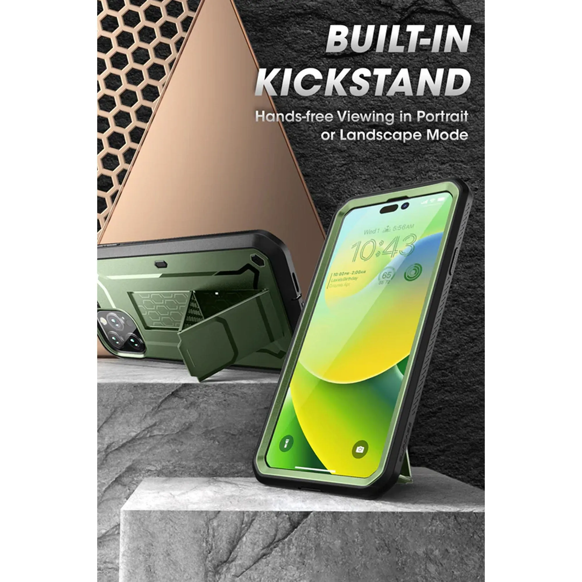 Supcase Unicorn Beetle UB PRO for iPhone 14 - Rugged Case with Built-In Screen Protector - Dark Green