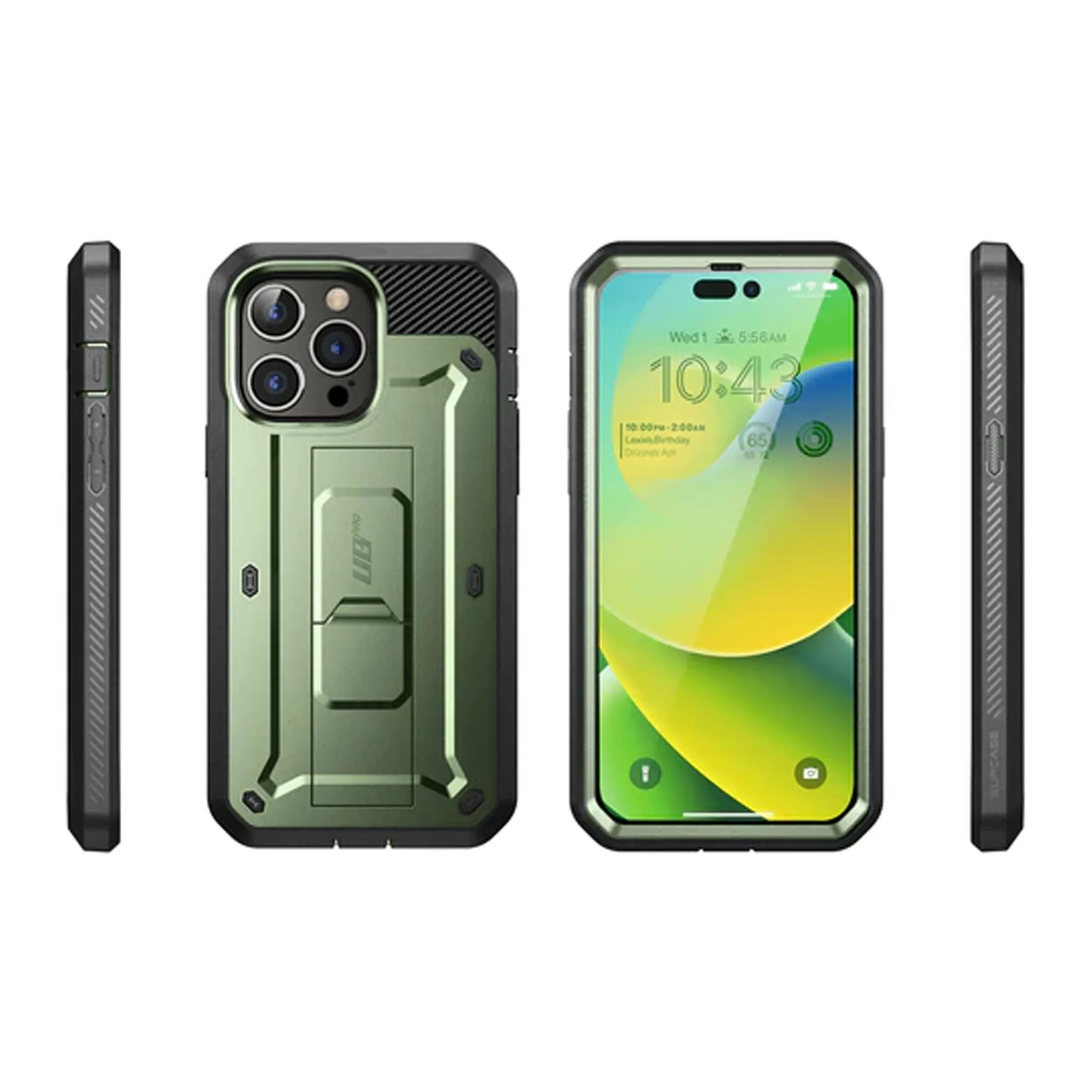 Supcase Unicorn Beetle UB PRO for iPhone 14 - Rugged Case with Built-In Screen Protector - Dark Green