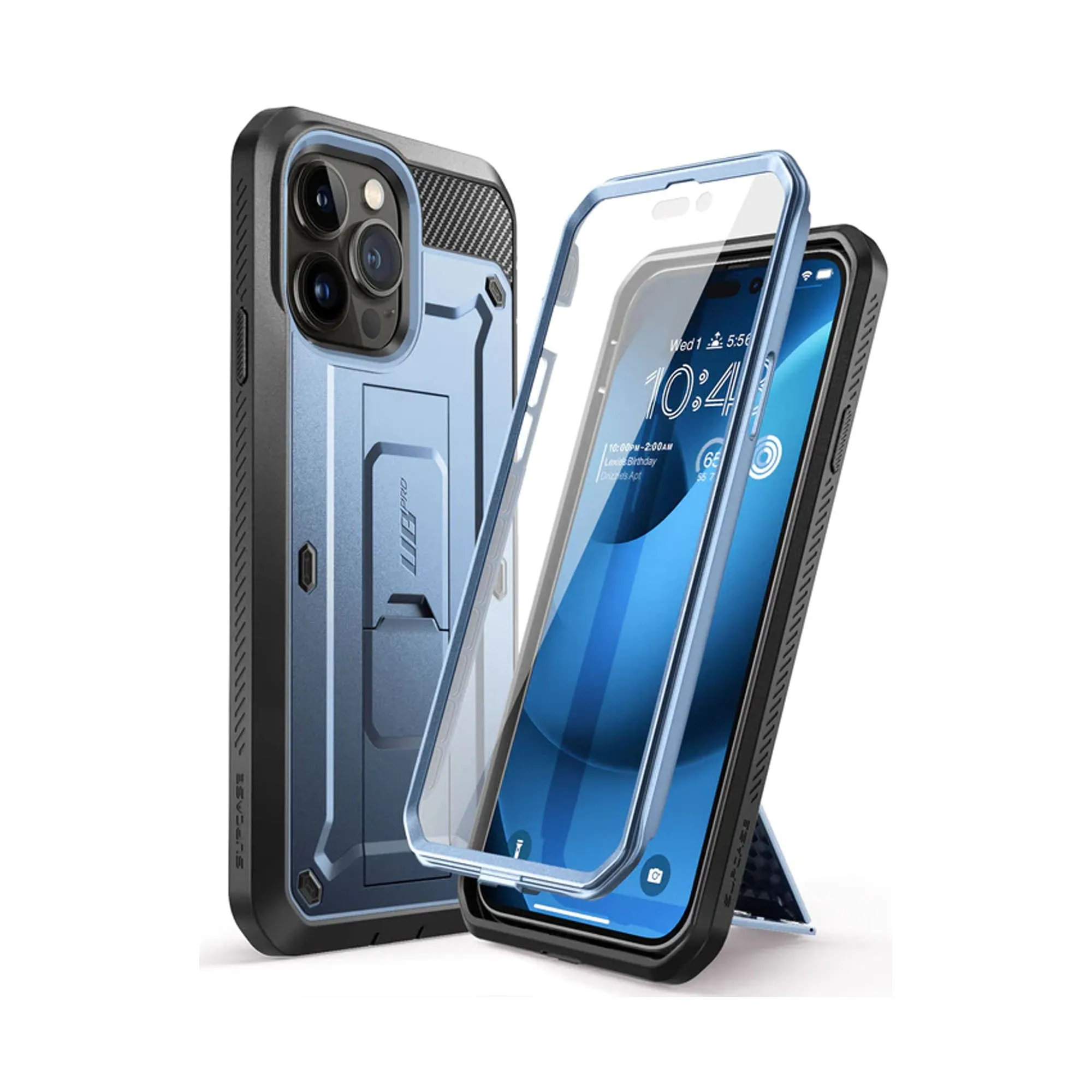 Supcase Unicorn Beetle UB PRO for iPhone 14 - Rugged Case with Built-In Screen Protector - Metallic Blue