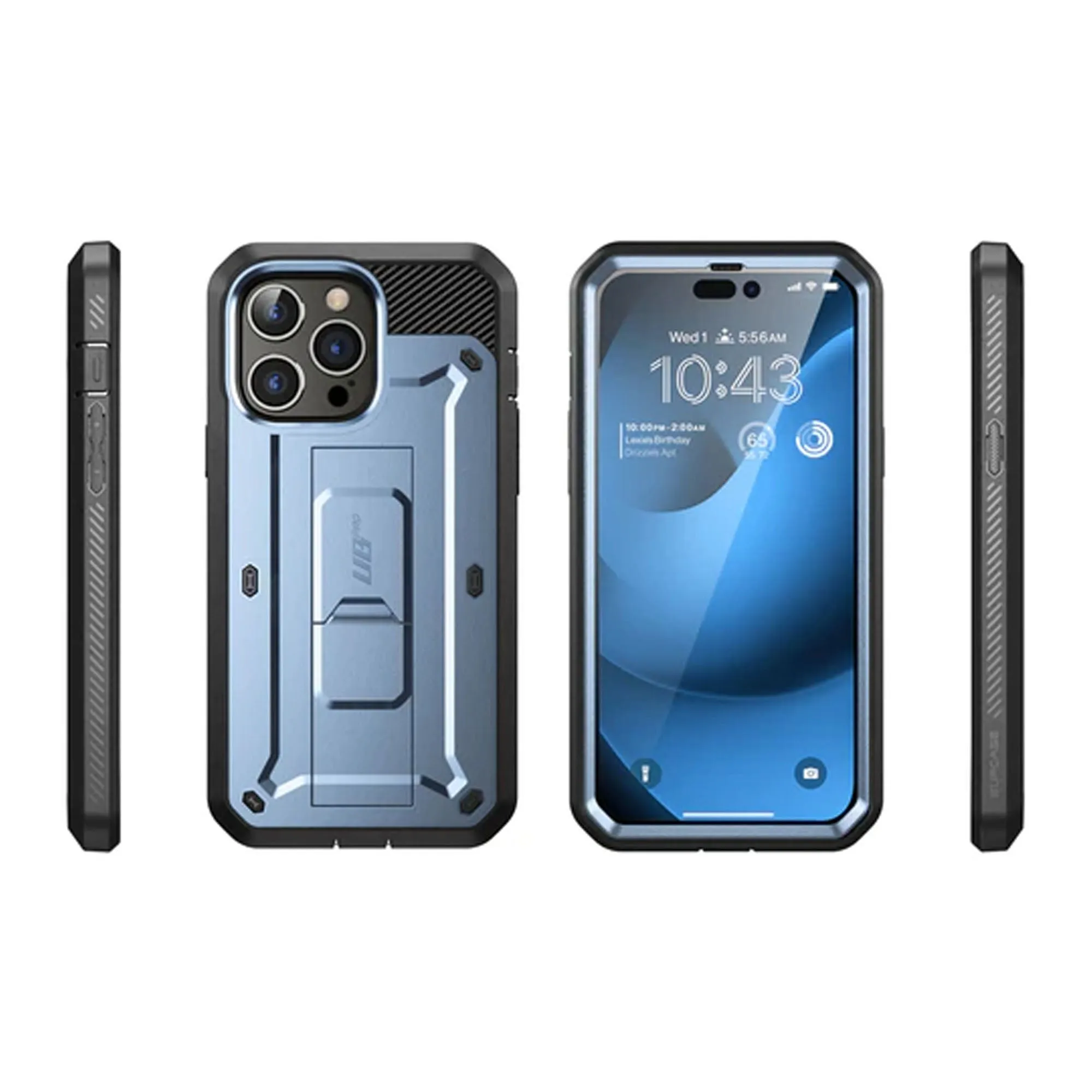 Supcase Unicorn Beetle UB PRO for iPhone 14 - Rugged Case with Built-In Screen Protector - Metallic Blue