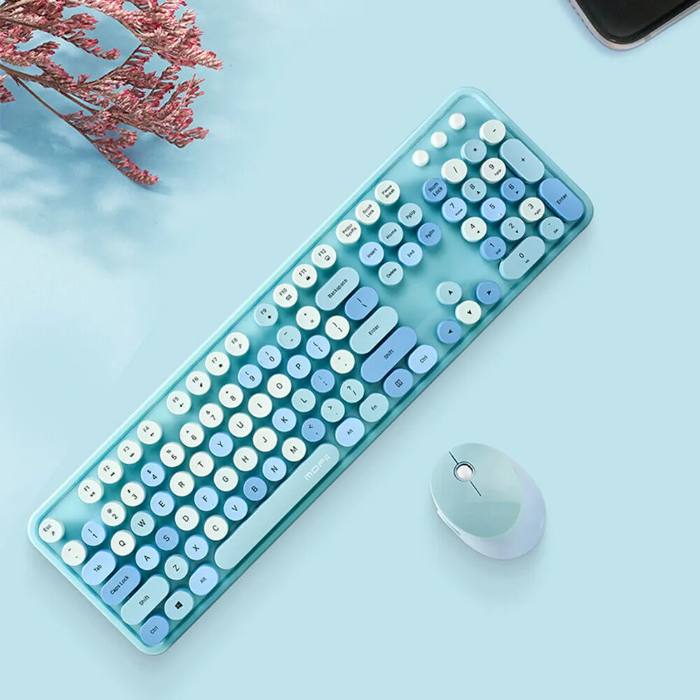 Sweet Mixed Color Cute Wireless Keyboard Mouse Set