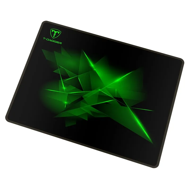 T-Dagger Geometry Medium Size 360Mm X 300Mm X 3Mm|Speed Design|Printed Gaming Mouse Pad Black And Green