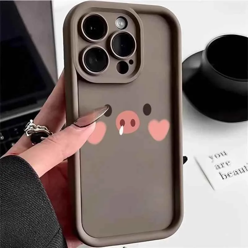 TSP135 Cute Phone Cases For iPhone 14, 13, 12, 11, 15 Pro Max, XS, XR, X, 8, 7 Plus, SE2, 14Pro, and 15Pro -  Pig Cartoon Pattern