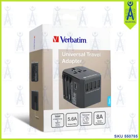 VERBATIM UNIVERSAL TRAVEL ADAPTER 4 USB PORT 65686