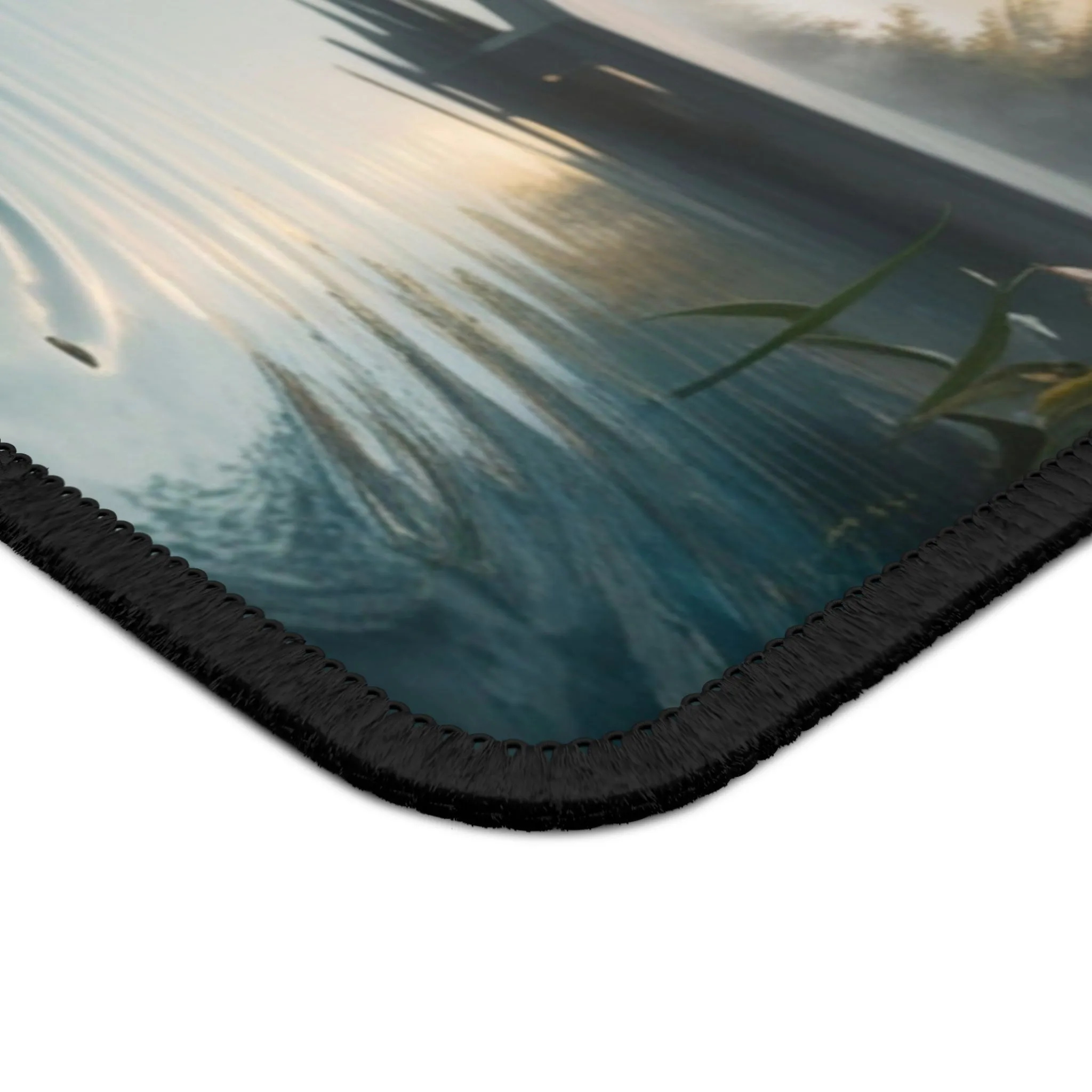 Vintage themed  sunrise lake view Gaming Mouse Pad