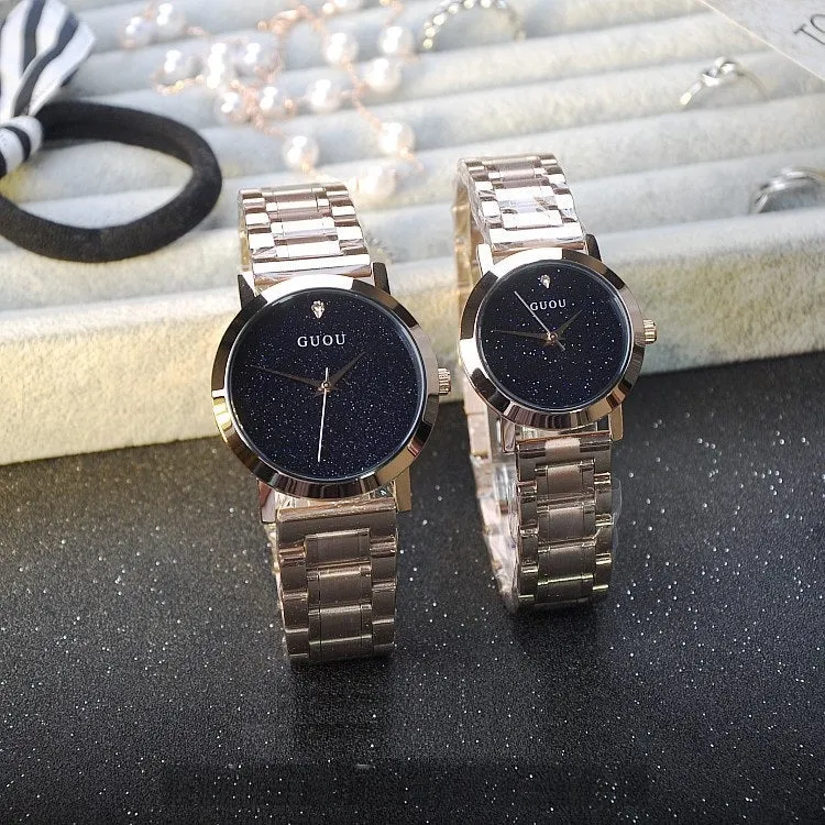 Women's Watch Blue sandstone large dial stainless steel strap simple watch