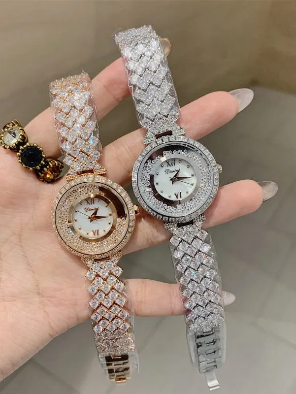 Women's Watch Classic Durable Crystal Quicksand Large Dial Diamond Strap elegant Watch