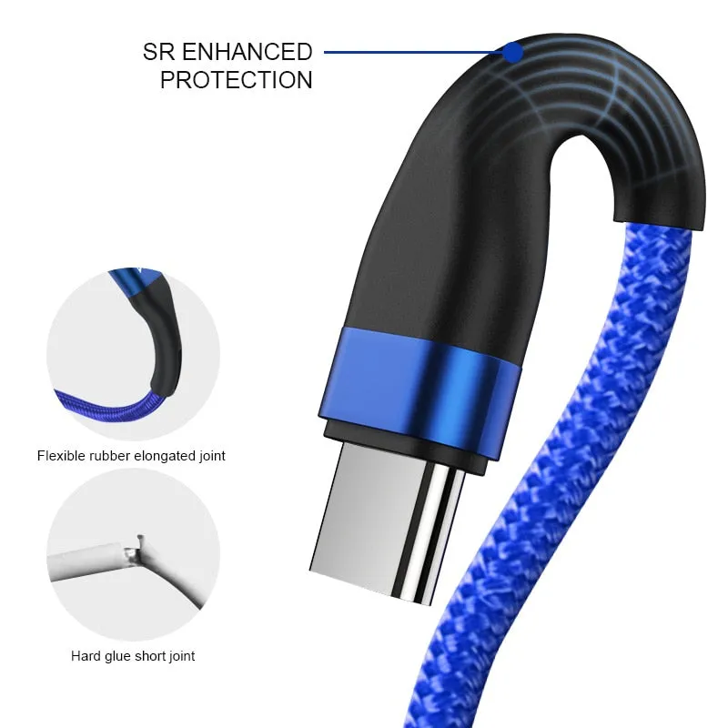 ZNP USB Type C Cable For Samsung S10 S9 S8 A50 Xiaomi Redmi Note 7 Fast Charging USB-C Charger Mobile Phone USBC Type-C Cable