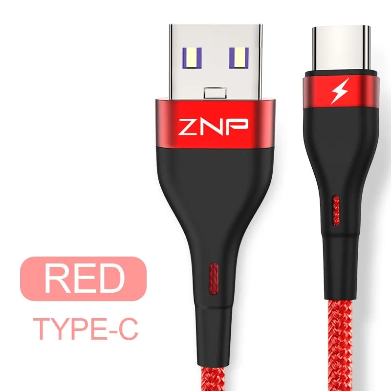 ZNP USB Type C Cable For Samsung S10 S9 S8 A50 Xiaomi Redmi Note 7 Fast Charging USB-C Charger Mobile Phone USBC Type-C Cable